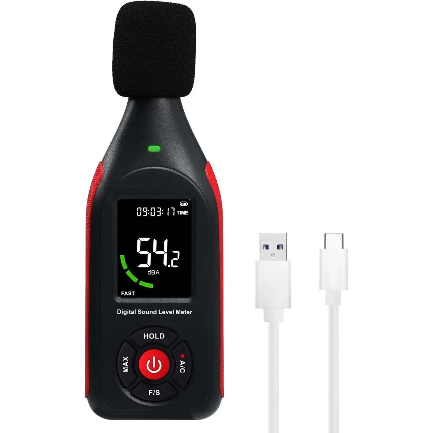 Sound & Noise Sound Meter dB Meter with MAX Data Hold Data Record Function Alarm A/C Frequency Fast Slow Time Selection for Home Classroom