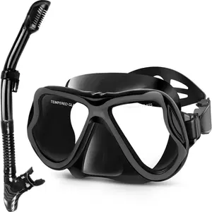 Greatever Dry Snorkel Set – Tempered Glass Panoramic Scuba Diving Mask, Anti-Fog & Leak-Proof Design, Professional Snorkeling Gear with Dry Top Snorkel