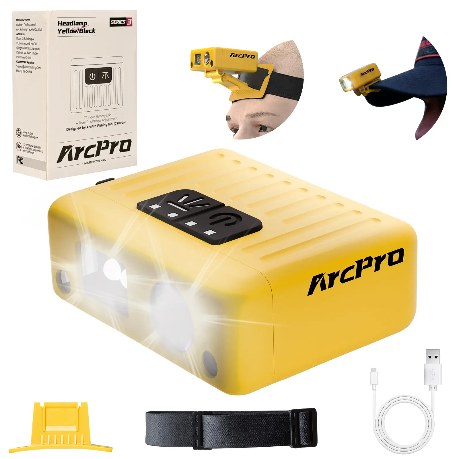 ARCPRO Hat Lights Clip on, Ultralight Night Fishing Red LED Hat Clip Light IPX6 Waterproof Rechargeable Headlamp,  with Motion Sensor,Type-C Fast Charge Cap Lights Clip on Hat, Detachable Hat Clip, Fishing Camping