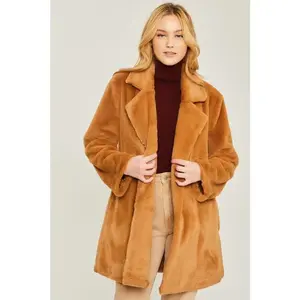 Woven Solid Teddy Collar Coat