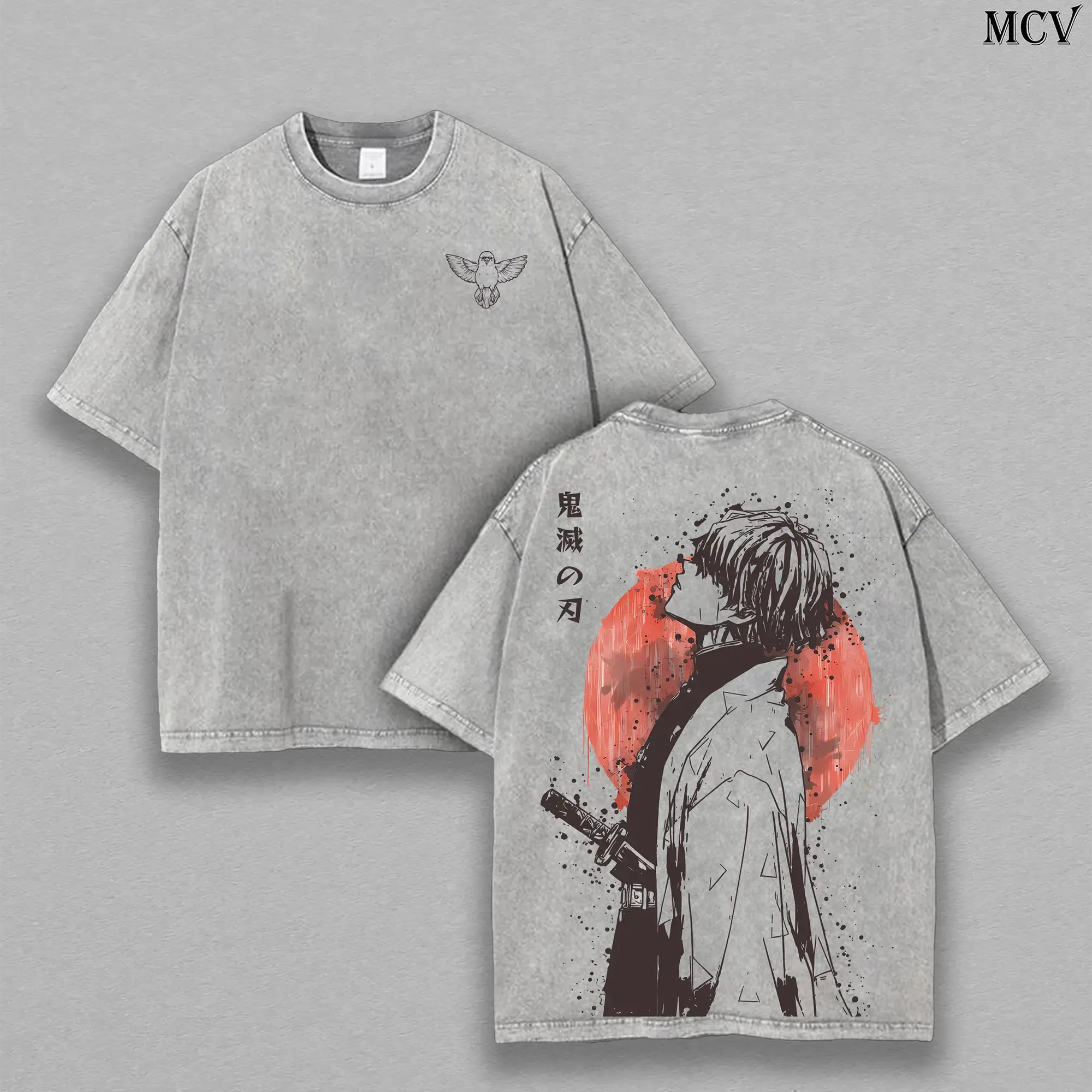 Retro Vintage Limited Zenitsu Agatsuma Demon Slayer Anime Double Printed Washed Tee Unisex Oversize Anime Manga Washed Lightweight Cotton T-Shirt Gift For Anime Fan Casual Style