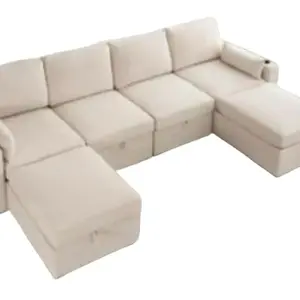 Couches for Apartments Simple Design Sofa Set for Living Spaces Beige Color Modern Living Room Furniture
