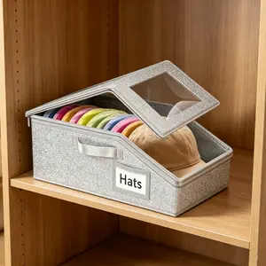 TikTok Shop Hat Storage Organizer Zipper Dustproof Large Capacity Stackable Baseball Cap Clear View Container