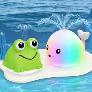 2-Piece Whale Frog Baby Bath Spraying Water Shower Toy LED Electric Spraying Water Bath Ball Bathtub Pool Toy