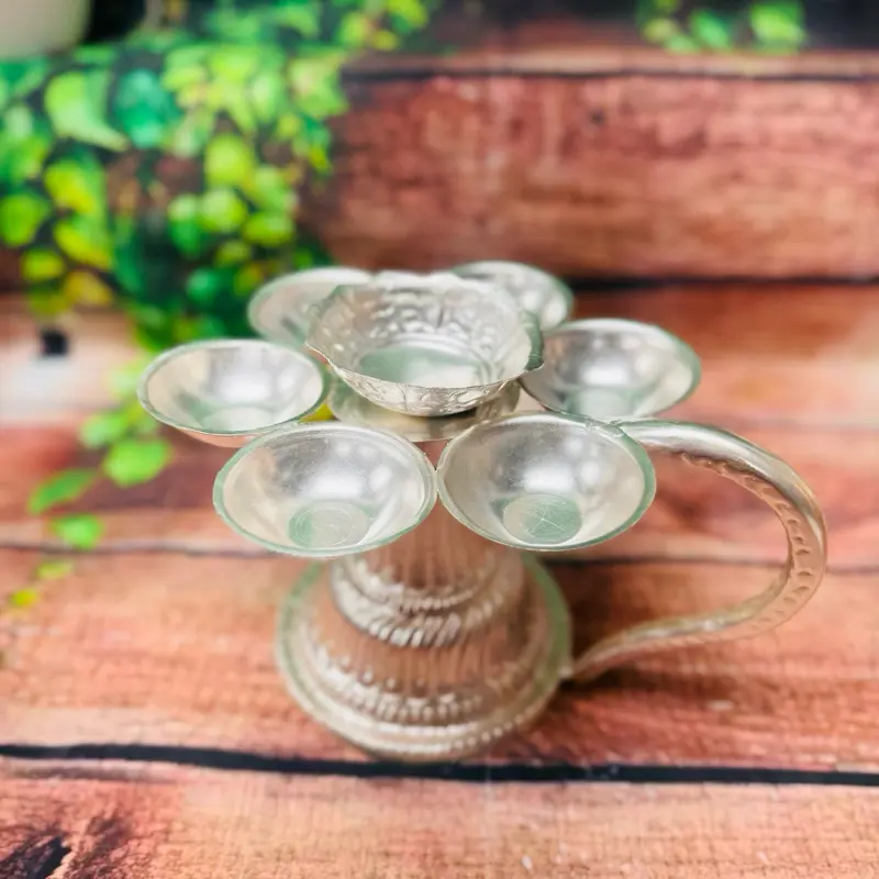 Sapta Pala White Metal Silver-Plated Decor for Bhai Tika Celebration