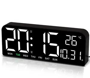 Large Screen LED Alarm Clock - Weekly Calendar, Temperature, Humidity, and Timer Night Light Display - Modern Minimalist Design, Suitable for Bedroom, Living Room, and Office
