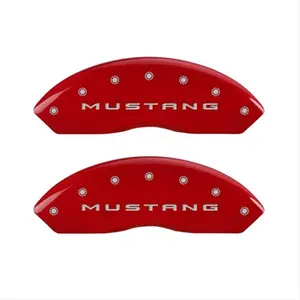 MGP Caliper Covers  Mustang Red Caliper Covers - Engraved Front & Rear, Set of 4