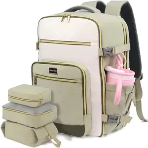 Travel Laptop Backpacks, 30L Carry  Backpack with 3 Packing Cubes, Travel Backpack for Women Airline Approved, Overnight Weekender Backpacks (Green)