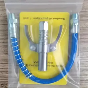 Stainless Steel Grease Gun Adapter Kit, High-Pressure Lubricator Nozzle & Connector, Durable, Non-slip Design, Car Repair Tool, for All 1/8 NPT Grease Guns