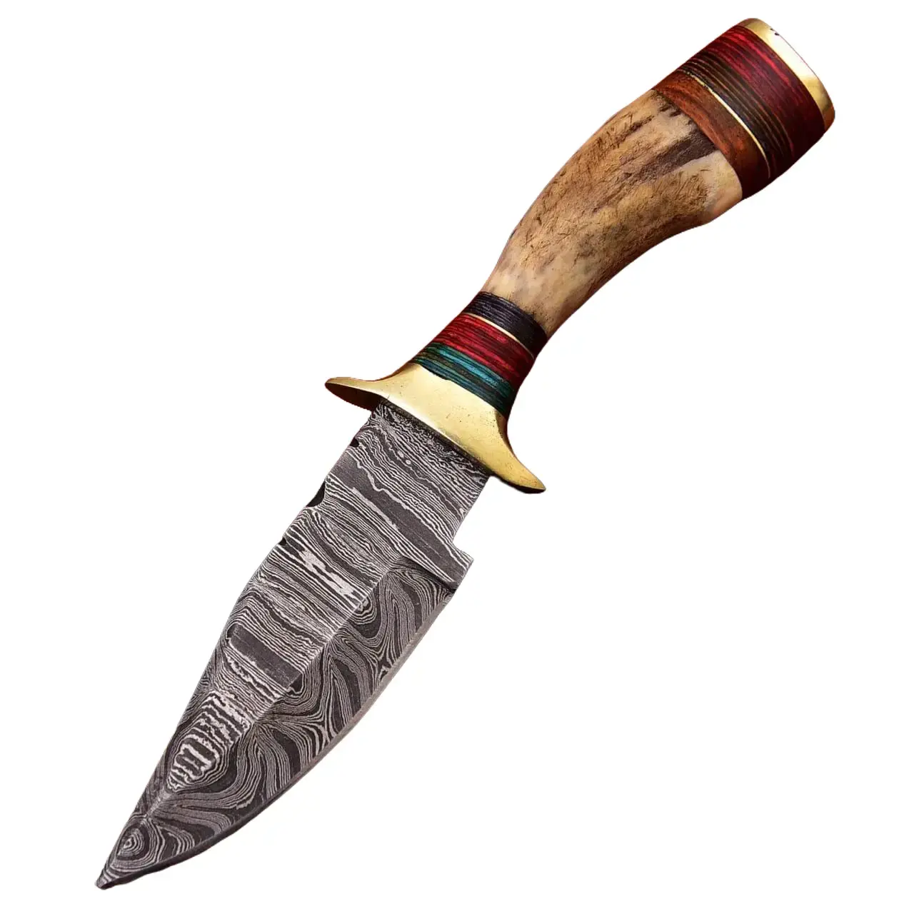 Custom Handcrafted Damascus Steel Fixed Blade Skinner Knife Outdoor Knife With Free leather Sheath