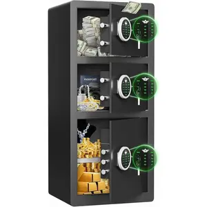 8.0 Cu ft Extra Large Home Safe Box 3 Door Money Safes - Digital Safe with Dual Alarm, Drop Slot, Backlit Keypad & Security Box for Money Valuables