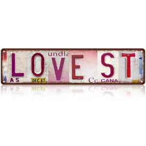 Vintage Love St Way Wall Decor Street Signs Metal Tin Signs Gife for Women Wife 16 x 4 Inches