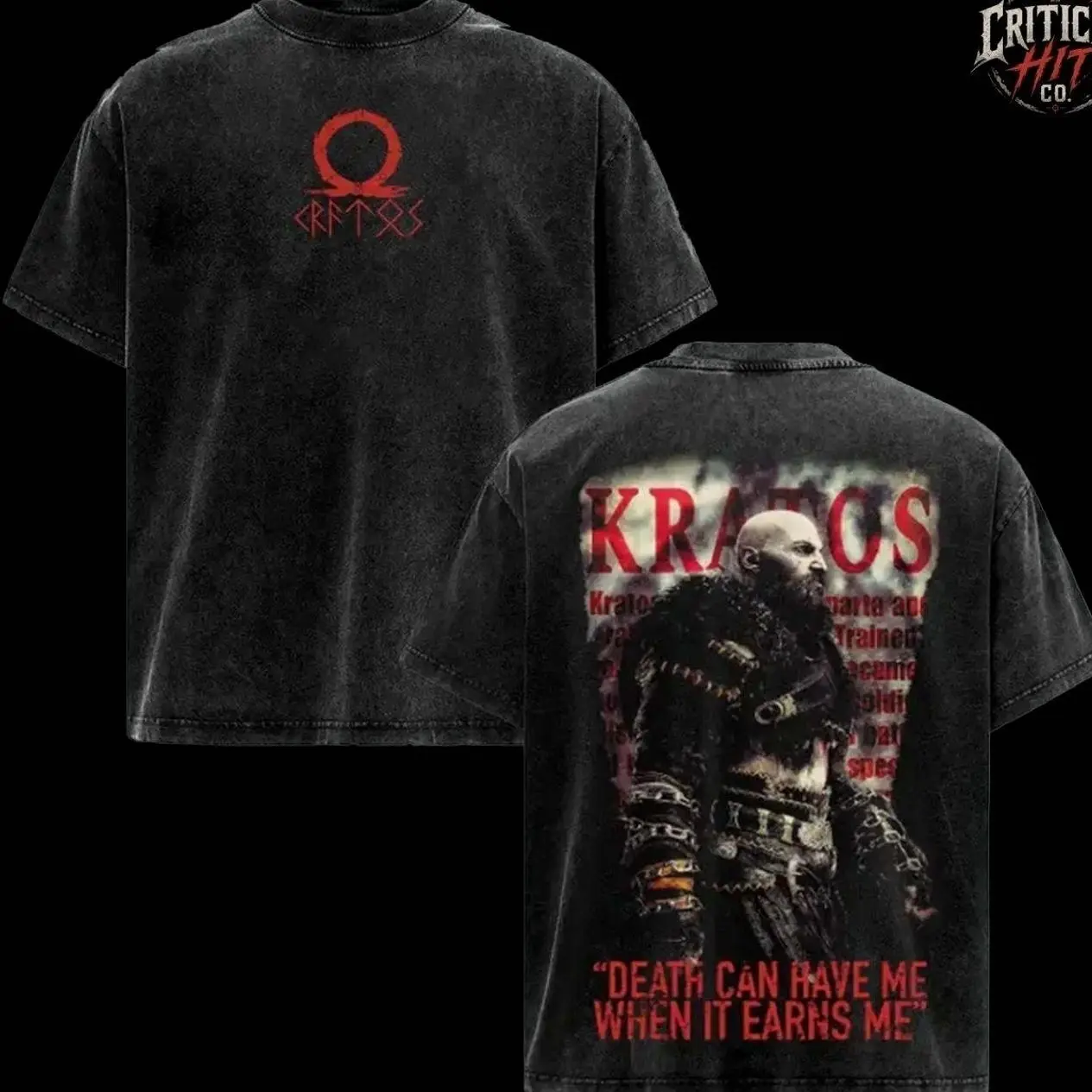 God of War Ragnaro?k Kratos Vintage Washed Oversized T-Shirt, Ghost of Sparta Nordic Warrior Graphic Tee, Heavyweight Cotton Mythology Gamer Streetwear, Double Sided PS5 Game Fan Shirt, Retro Action Adventure Merch Gift  ADN