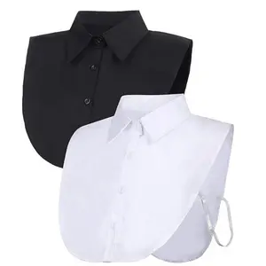 2Pcs Fake Collar Detachable Dickey Collar Faux False Collar Half Shirts for Graduation Daily (Black/White) - Home Improvement.