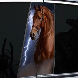 2Pcs - Charming Brown Horse Pattern Medium Post B-Post Sticker for Trucks and Cars - Easy Installation Car Decor | Vintage Style | Durable Adhesives, Car Stickers for Toyota, Volkswagen, Land Rover, Citroen, Honda, Car Decals, Universal Car Sticker