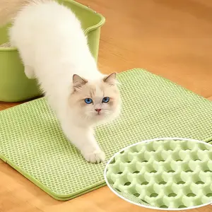 Double Layer Honeycomb Cat Litter Mat, Durable Washable Non-Slip Pad, Waterproof Urine Proof Pet Toilet Mat, Suitable for Floor Pets