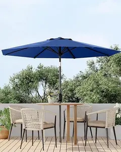 【Christmas Gift】9FT Outdoor Patio Umbrella, Outdoor Table Umbrella, Market Umbrella, 6 Sturdy Ribs UV Protection Waterproof for Garden, Deck, Backyard, Pool (Tan)