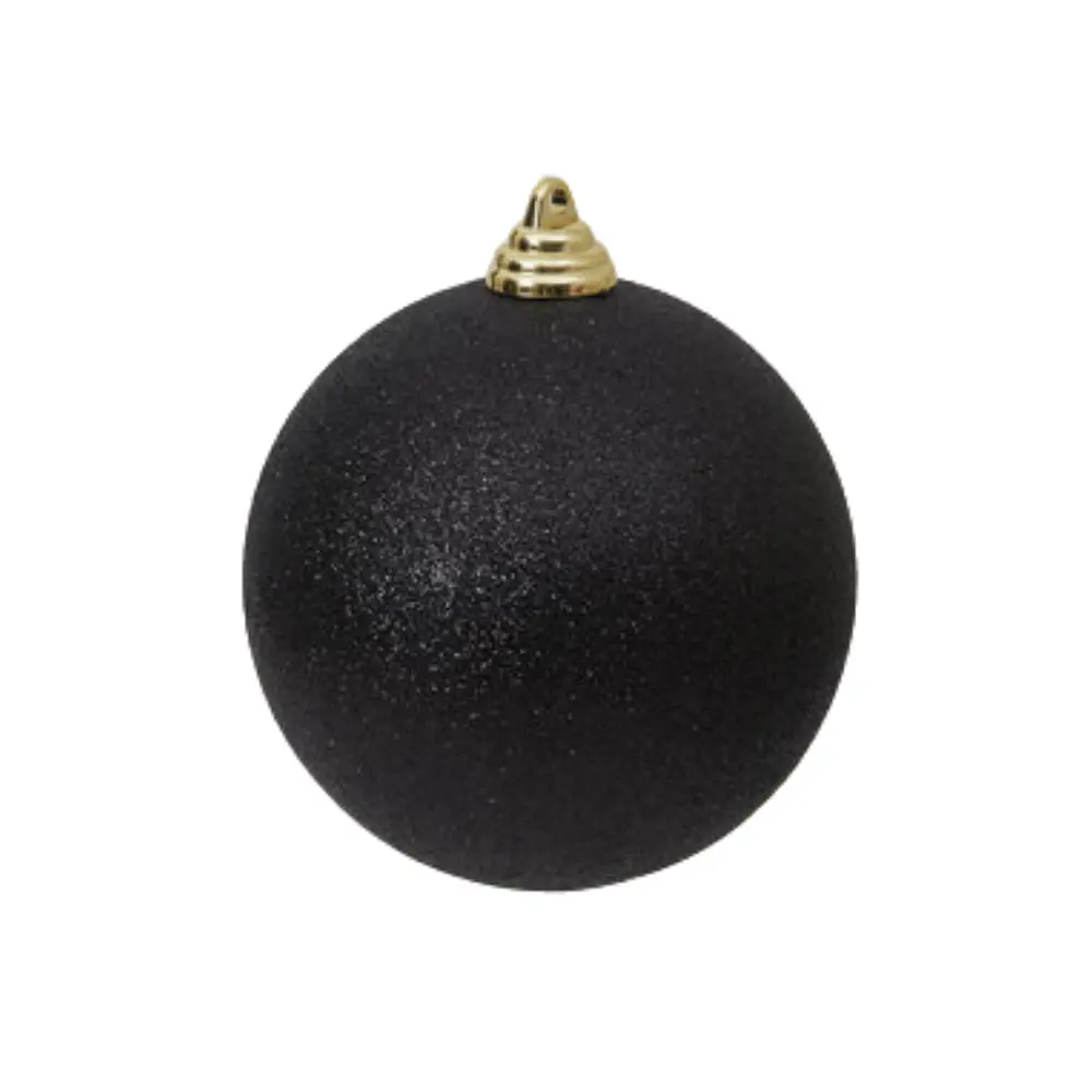 Black Glitter Ball Ornament, 4"