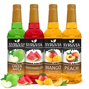 Syruvia Fruit Flavors Variety Pack – Green Apple, Watermelon, Mango & Peach Syrup – Perfect for Cocktails, Lemonade, Iced Tea & More – 25.4 Fl oz Bottles (4 Pack)