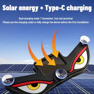 Solar LED Demon Eyes Car Window Light | Motion Activated | USB-C Rechargeable | Suction Cup Mount