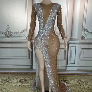 Sparkly Diamond Rhinestone Fishtail Elegant Dress