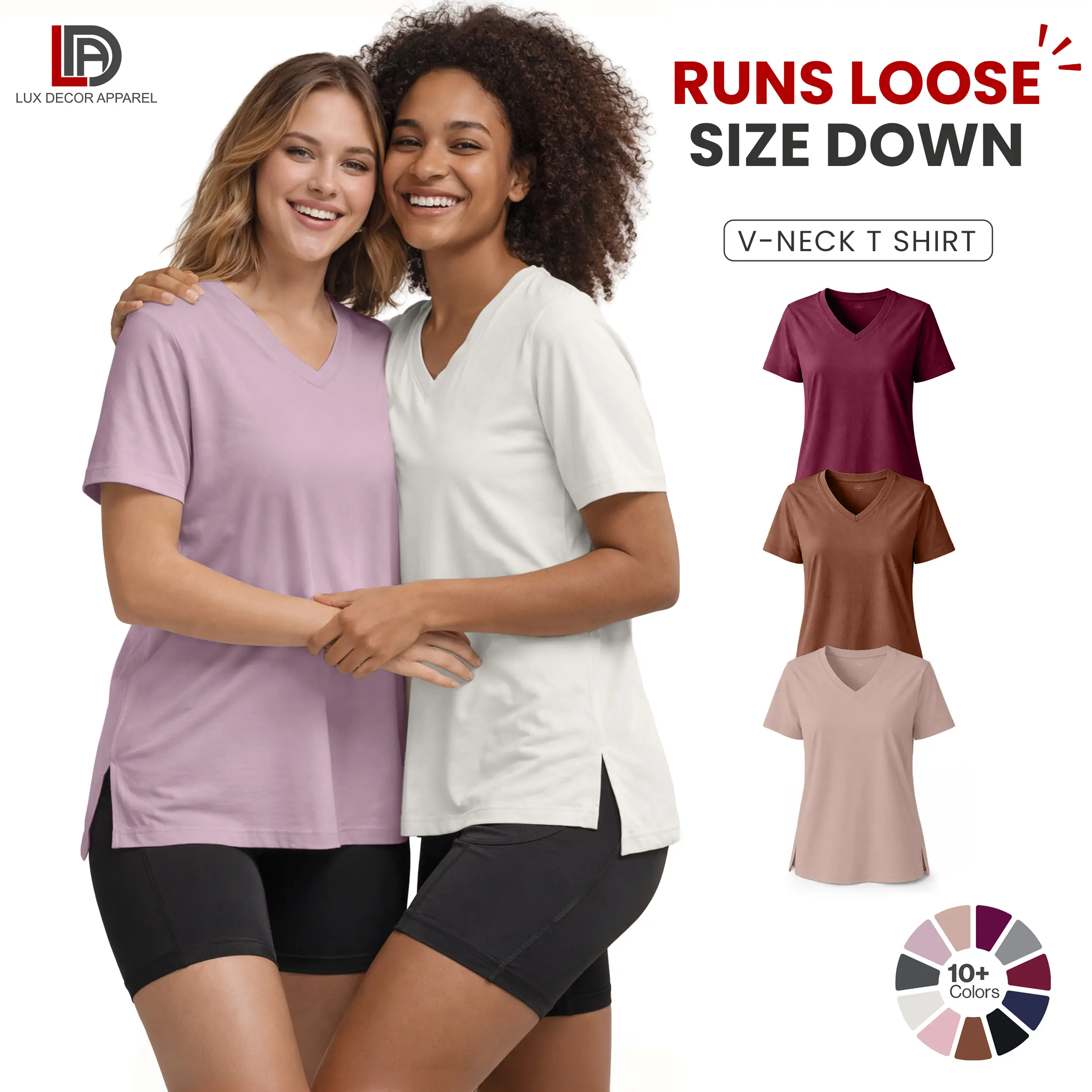 Women’s Plus Size V-Neck T-Shirt (1/3 Pack) – Soft Lightweight Short Sleeve Basic Tee, Breathable Loose Fit Casual Top for Everyday & Fall Layering (Size Down for Best Fit) #dealsforyou