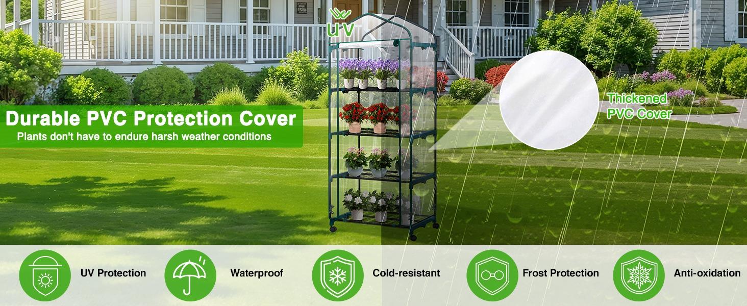 Yesker Mini Greenhouse 27"x20"x63" Portable Indoor /Outdoor Small Green House with 4 Tier 4 Shelves Wheels Transparent PVC Cover Compact Greenhouse Kit for Winter Gardening Balcony Patio Backyard Yesker Mini Greenhouse 27"x20"x63" Portable Indoor /Outdoor Small Green House with 4 Tier 4 Shelves Wheels Transparent PVC Cover Compact Greenhouse Kit for Winter Gardening Balcony Patio Backyard