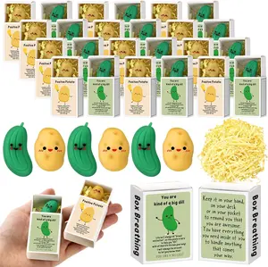 30 Sets Emotional Positive Potato Pickle Erasers Desk Pets Office Gifts for Coworkers with Box Raffia Pocket Hug Appreciation Gift for Team Staff Employee Friend Nurse
