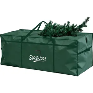 Christmas Tree Storage Bag for 9 Ft Large Artificial Christmas Tree, Reusable Heavy Duty 600D Oxford Cloth, Built-in Double Mesh Bags, Double Zippers, 65×18×27in Green