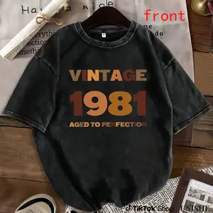 Comfortable Retro Women's T-Shirt – Vintage 1981 Black Cotton Graphic Crew Neck