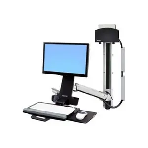 212 MAIN Ergotron Styleview Sit-Stand Combo System - Adjustable Desk, Polished Aluminum, Small CPU Holder