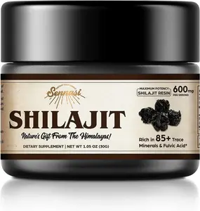 Sennasi Pure Himalayan Organic Shilajit Resin 600mg Maximum Potency with 85 Trace Minerals & Fulvic Acid for Energy Immune Support 30 Grams 1 Pack