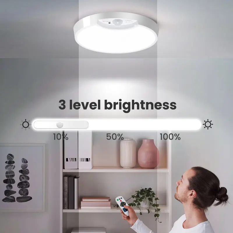 Homelist Battery Powered Ceiling Light, Motion Sensor LED Light, Rechargeable Ceiling Light with Wireless Remote Control 2