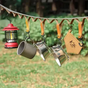 Camping Essential! Portable S-Shaped Leather Hook - Keychain + Triangle Organizer, PU Material Super Durable