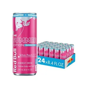 Red Bull Summer Edition Energy Drink Sugar Free White Peach 8.4 fl oz 24 ct Natural Peach Flavor Sports Beverage