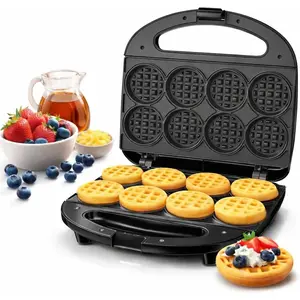 Mini Waffle Maker: 750W Powerful Heating, Cooks 8 Waffles at Once, Fast & Even Cooking, Non-Stick & Easy Clean, Compact & Portable for Family Breakfast