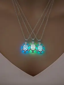 Glow in The Dark Turtle Design Pendant Necklace, Fashionable Adjustable Necklace for Women & Girls, Trendy All-match & Exquisite Jewelry for Birthday Gift