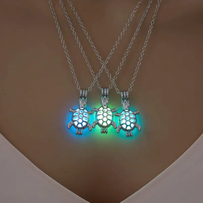 Glow in The Dark Turtle Design Pendant Necklace, Fashionable Adjustable Daily Wear Necklace for Women & Girls, Trendy All-match & Exquisite Jewelry for Birthday Gift