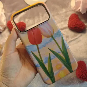 Tulip 2-in-1 Frosted Heavy-Duty Phone Case, Full-Wrap Sublimation Print, Anti-Yellow & Fade-Resistant, Dual-Layer PBT+TPU Shockproof Protective Cover, Compatible with iPhone 7–17 Series