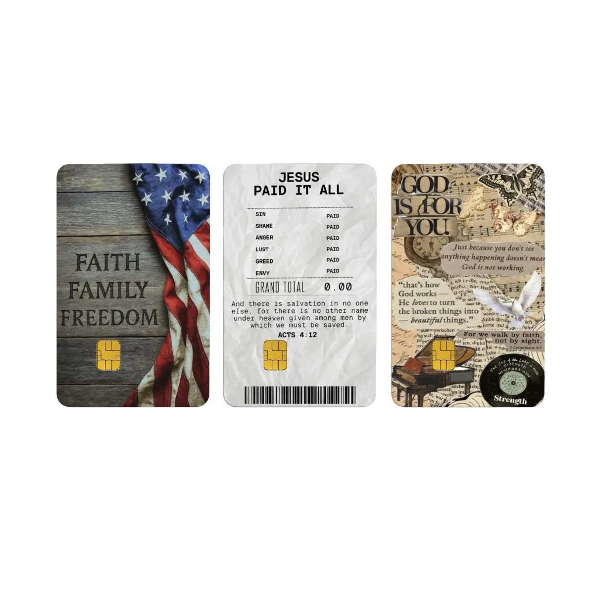 Christian Debit Card Skin Cover Luxury Gold Bible Aesthetic With Holographic Lamination Of Religious Faith