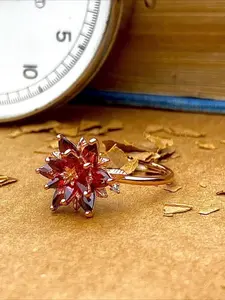 Vintage Red Ruby Lotus Ring Exuding A Gentle and Elegant Charm That Is Simply Irresistible. This Red Ruby Lotus Ring Is A Must-have for Girls. It Is Romantic and Conveys A Lot of Affection.