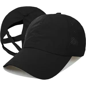 Womens Criss Cross Ponytail Baseball Cap Adjustable High Messy Bun Ponycap Quick Drying Hat Stylish Headwear for Outdoor Sports