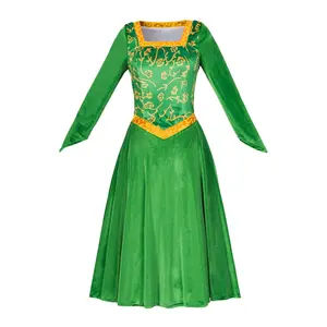 Princess Fiona Luxurious  Green Velvet Dress Costume For Female
