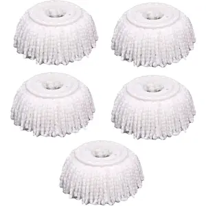 5 PCS Microfiber Mop Head Spin Mop Head 5-Pack, Microfiber Refill Heads for 360 Spin Mopping, Round Shape Standard Size