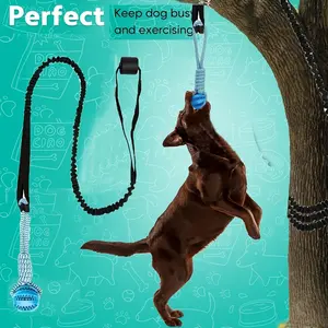 1 outdoor elastic rope pulling dog toy, hanging on a tree stump to pull the toy, interactive exercise game rope and chew rope toy