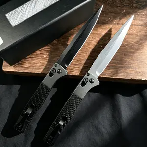 4170 Carbon Fiber Handle Portable Folding Knife — Quick-Opening Button Lock — Ideal for EDC (Everyday Carry), Hiking Camping, and Outdoor Activities