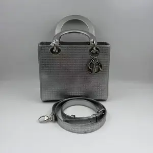 Pre-owned Dior h9 medium silver electroplated Princess Diana series portable crossbody bag 62390