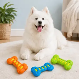 Dog Rubber Chew Toy Bone Teeth Cleaning Puppy Chew Stick Durable Dog Toy Textured Chew Toy for Small Medium Dogs Teething Training Play Toy