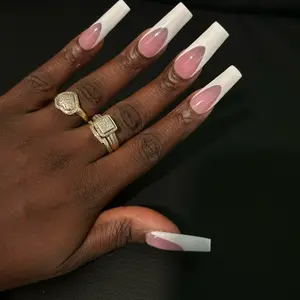 Polygel Tapered square White French Tip pressons