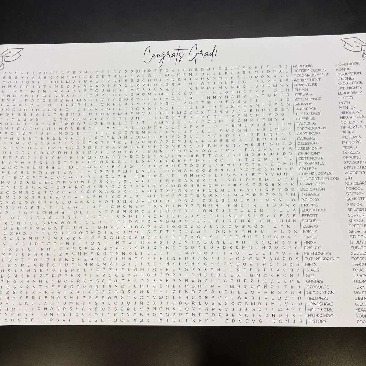 Giant Graduation Word Search 30”x42” Word Search, Graduation Party